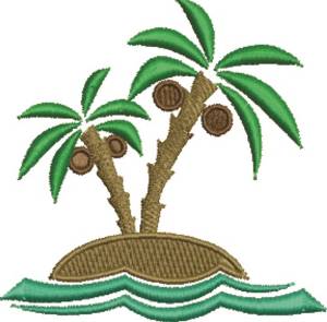 Picture of Palm Tree Island Machine Embroidery Design