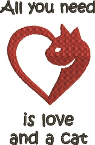 Love And A Cat Machine Embroidery Design