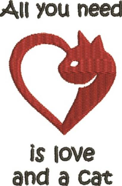 Picture of Love And A Cat Machine Embroidery Design