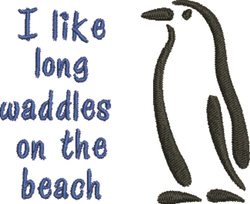 Waddles On Beach Machine Embroidery Design
