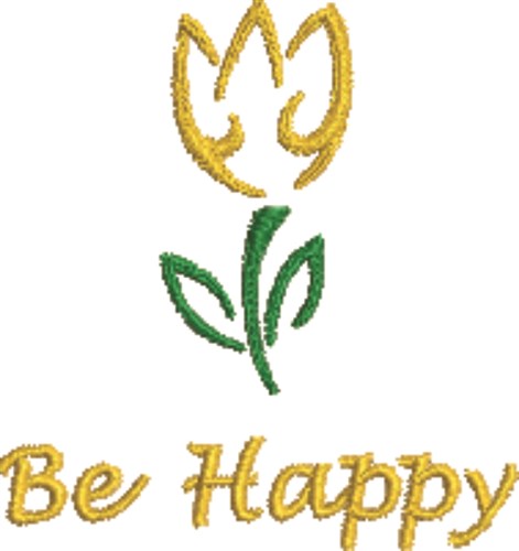Be Happy Tulip Outline Machine Embroidery Design
