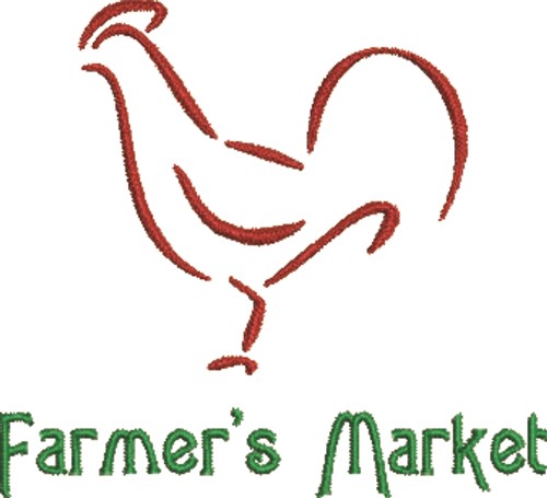 Farmers Market Rooster Machine Embroidery Design