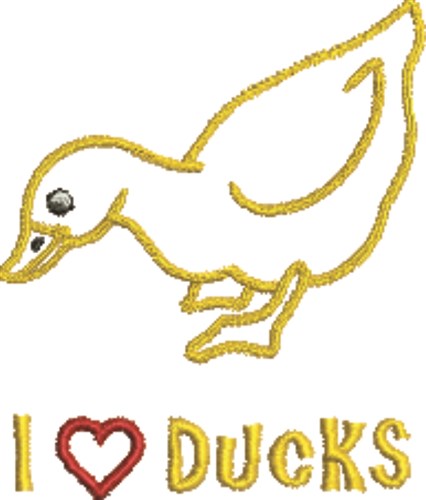 I Heart Ducks Machine Embroidery Design