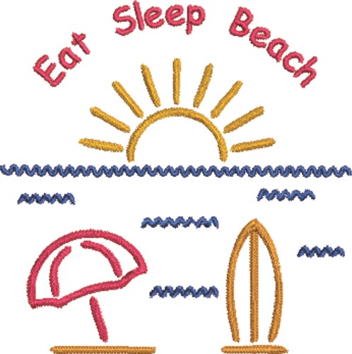 Eat, Sleep, Beach Machine Embroidery Design