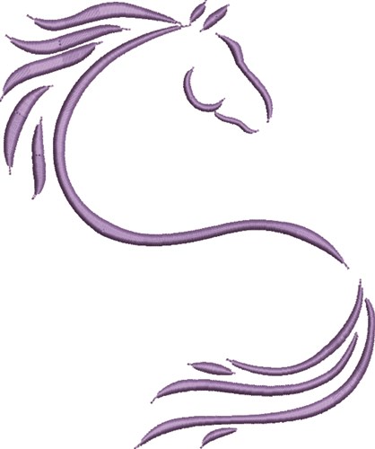 Artistic Horse Outline Machine Embroidery Design