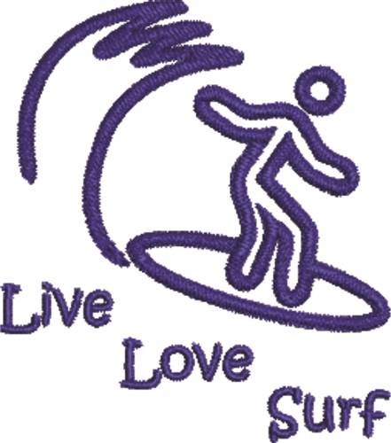 Live, Love, Surf Machine Embroidery Design