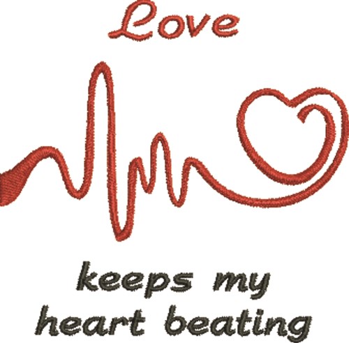EKG Heart 4B Machine Embroidery Design