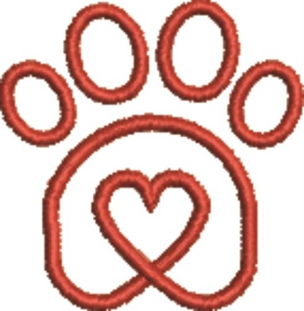 Picture of Paw Heart 3 Machine Embroidery Design