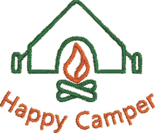 Happy Camper Outline Machine Embroidery Design