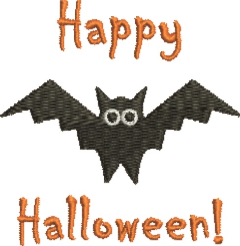 Happy Halloween Bat Machine Embroidery Design
