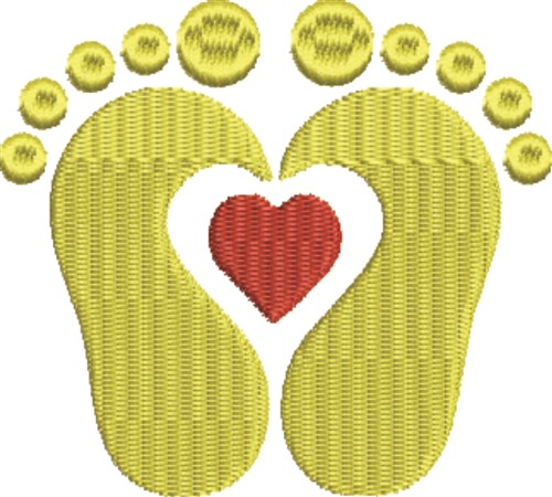 Baby Heart Footprints Machine Embroidery Design