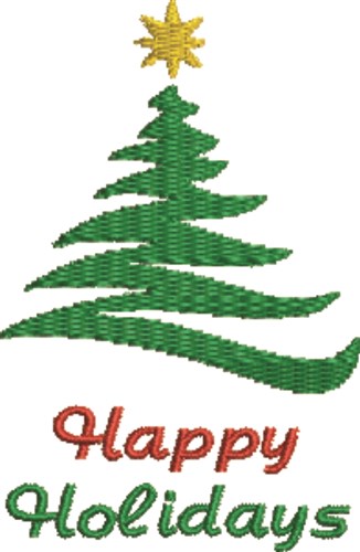 Happy Holidays Tree Machine Embroidery Design