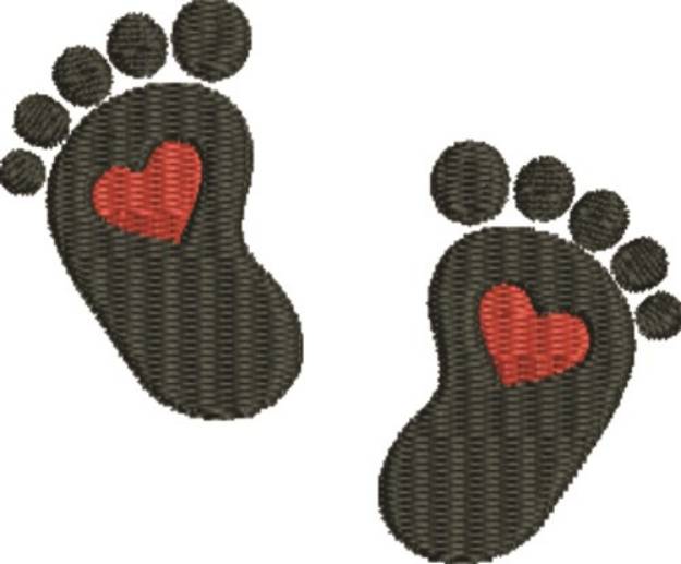 Picture of Heart Footprints Machine Embroidery Design