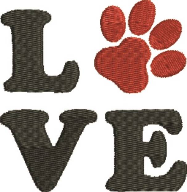 Picture of Love Paw Print Machine Embroidery Design