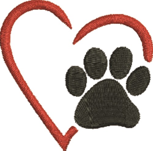 Paw Heart Machine Embroidery Design