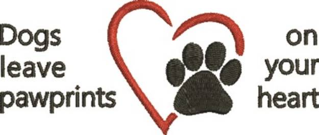Picture of Pawprints On Your Heart Machine Embroidery Design