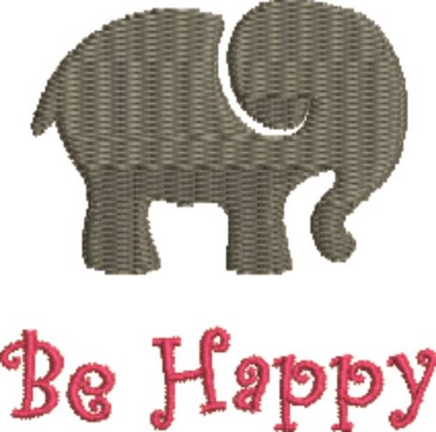 Picture of Be Happy Elephant Machine Embroidery Design