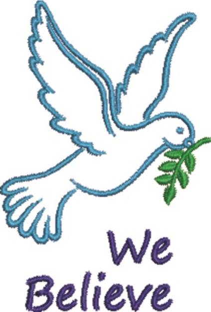Picture of We Believe Holy Spirit Dove Machine Embroidery Design