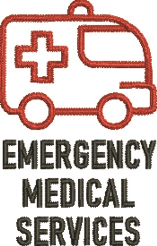 Ambulance EMS Outline Machine Embroidery Design