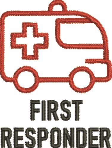 Ambulance First Responder Outline Machine Embroidery Design