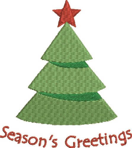 Seasons Greetings Christmas Tree Machine Embroidery Design
