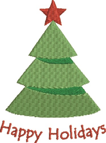Happy Holidays Christmas Tree Machine Embroidery Design