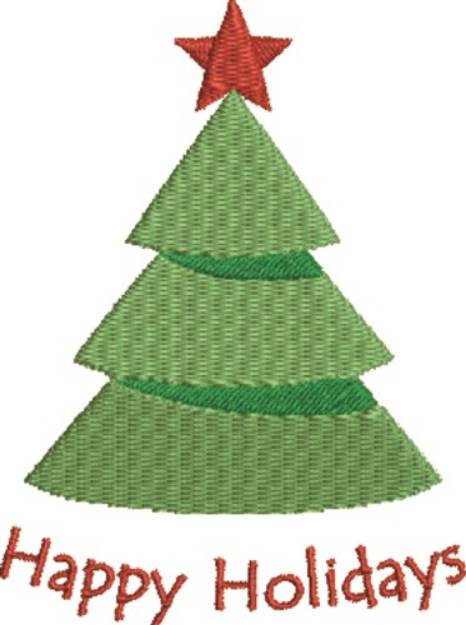 Picture of Happy Holidays Christmas Tree Machine Embroidery Design