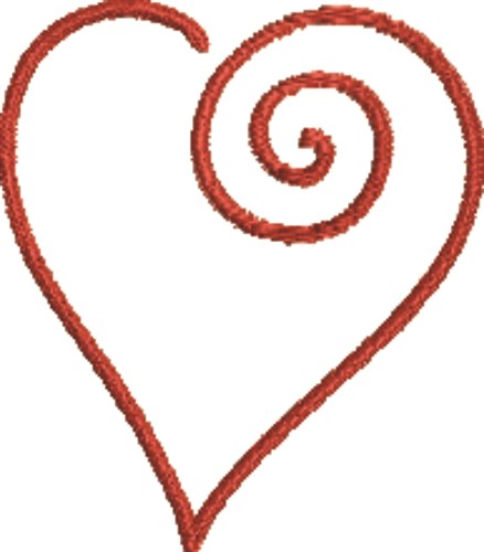 Curly Heart Machine Embroidery Design