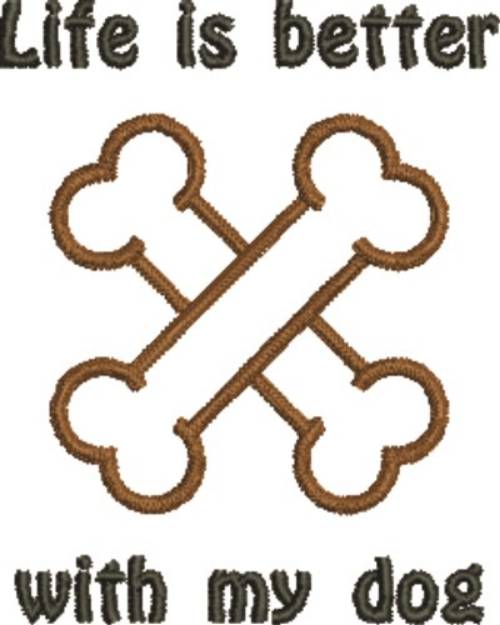 Picture of Large Crossed Dog Bones Machine Embroidery Design
