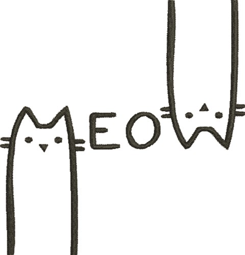 Meow Outline Machine Embroidery Design