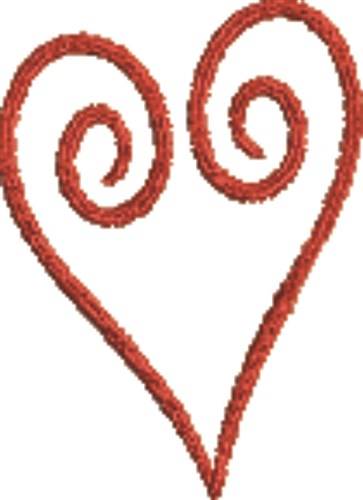 Small Curly Heart Machine Embroidery Design