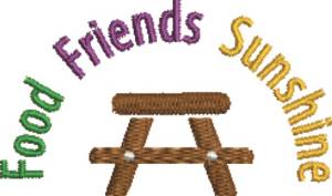 Picture of Food, Friends, Sunshine Machine Embroidery Design