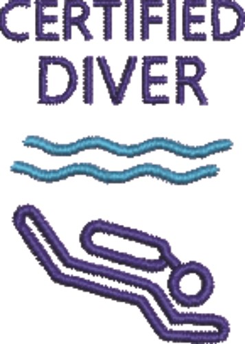 Certified Diver Outline Machine Embroidery Design