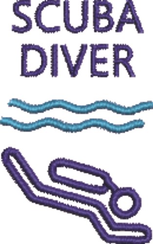 Small Scuba Diver Outline Machine Embroidery Design