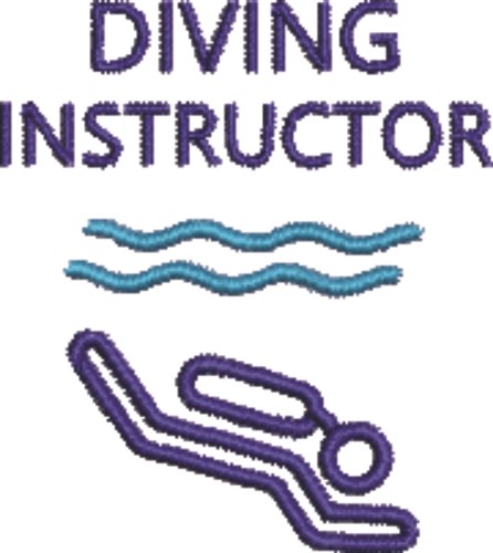 Diving Instructor Outline Machine Embroidery Design