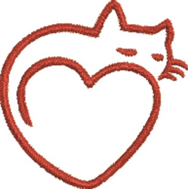 Picture of Heart Cat Machine Embroidery Design