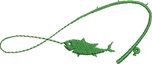 Fish & Pole Machine Embroidery Design