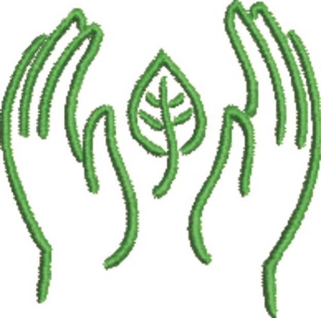 Picture of Hands & Leaf Machine Embroidery Design