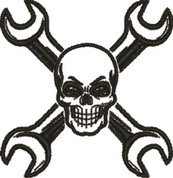 Picture of Skull & Wrenches Machine Embroidery Design