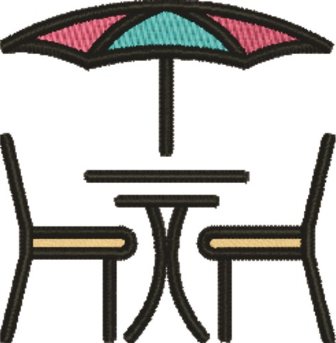 Umbrella Table Machine Embroidery Design