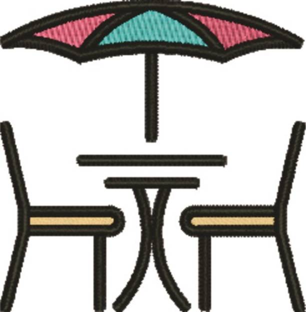 Picture of Umbrella Table Machine Embroidery Design