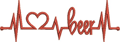 Beer Life Heartbeat Machine Embroidery Design