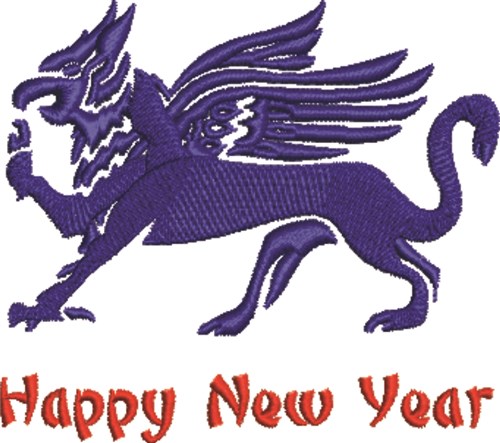 Happy New Year Griffin Machine Embroidery Design