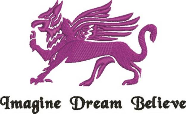 Picture of Imagine Dream Believe Griffin Machine Embroidery Design