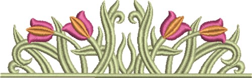 Floral Tulip Border Machine Embroidery Design