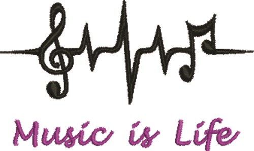 Music Is Life Machine Embroidery Design