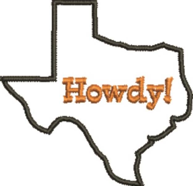 Picture of Howdy Texas Outline Machine Embroidery Design