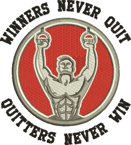 Winners Never Quit Machine Embroidery Design