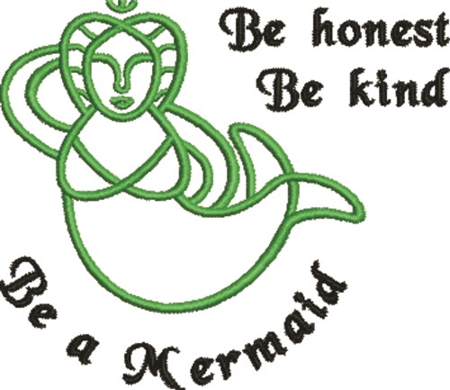 Be A Mermaid Outline Machine Embroidery Design