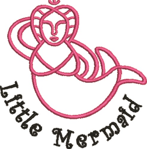 Little Mermaid Outline Machine Embroidery Design